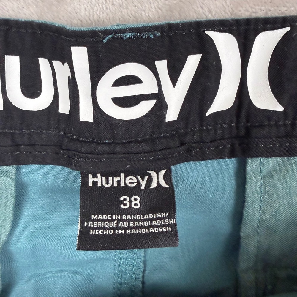 Hurley Chino Shorts Mens 38 Teal Blue Twill Cotton Blend Summer Casual Coastal - Picture 3 of 13